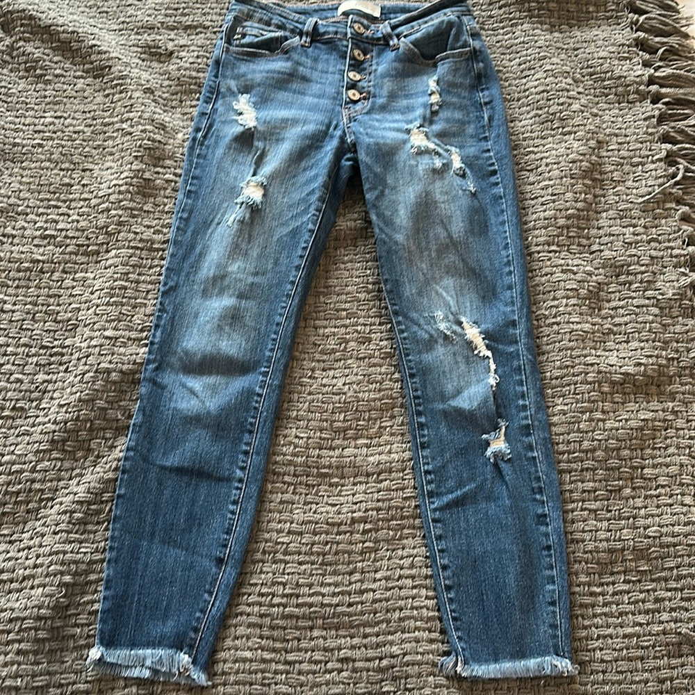Kancan button fly skinny leg jeans
